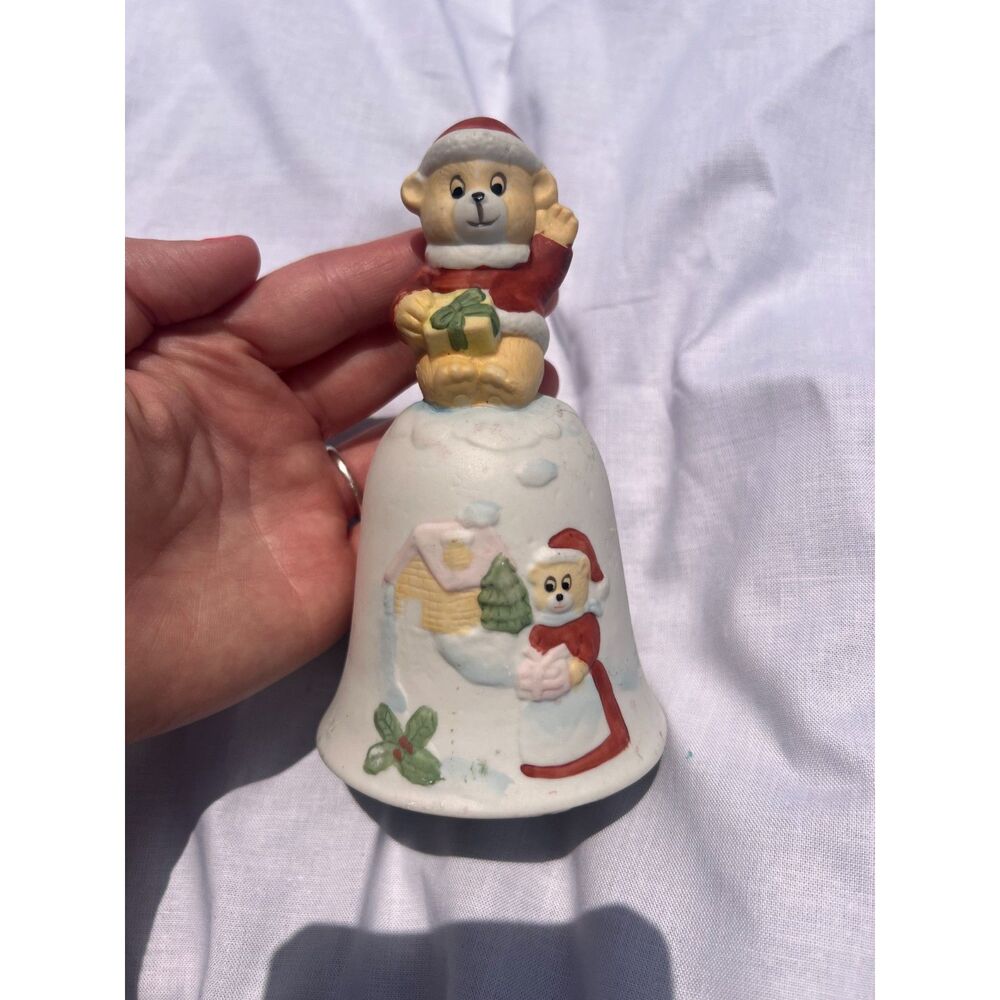 vintage porcelain christmas hand painted bell